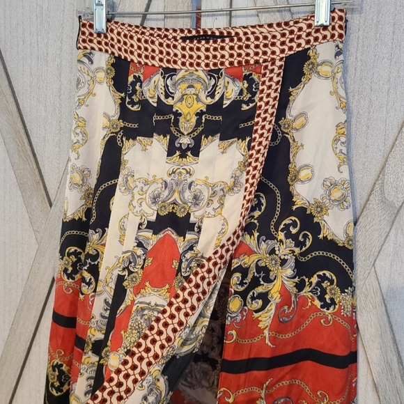 Zara - A line Skirt Scarf Chain Print Pleated - Picture 4 of 8